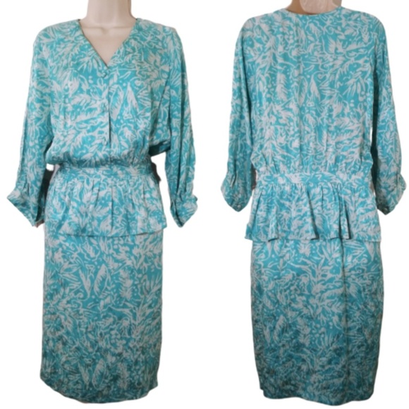 Cadaz Petite Size 12P Peplum Dress Pockets SILK - Picture 1 of 4